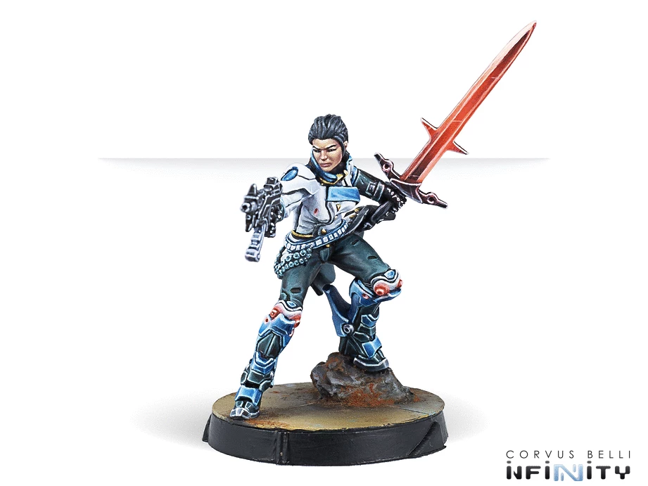 CORVUS BELLI Miniature Games Infinity: O-12 Shona Carano, Aristeia! Swordmaster (Submachine Gun) Miniatures 3 CORVUS BELLI Miniature Games Infinity: O-12 Shona Carano, Aristeia! Swordmaster (Submachine Gun) Miniatures