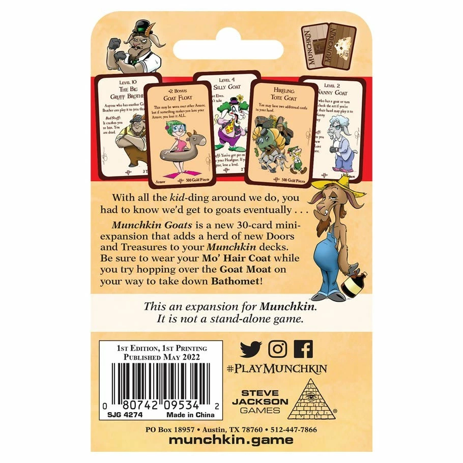 STEVE JACKSON GAMES Non-Collectible Card Games Munchkin Goats Card Game 4 STEVE JACKSON GAMES Non-Collectible Card Games Munchkin Goats Card Game