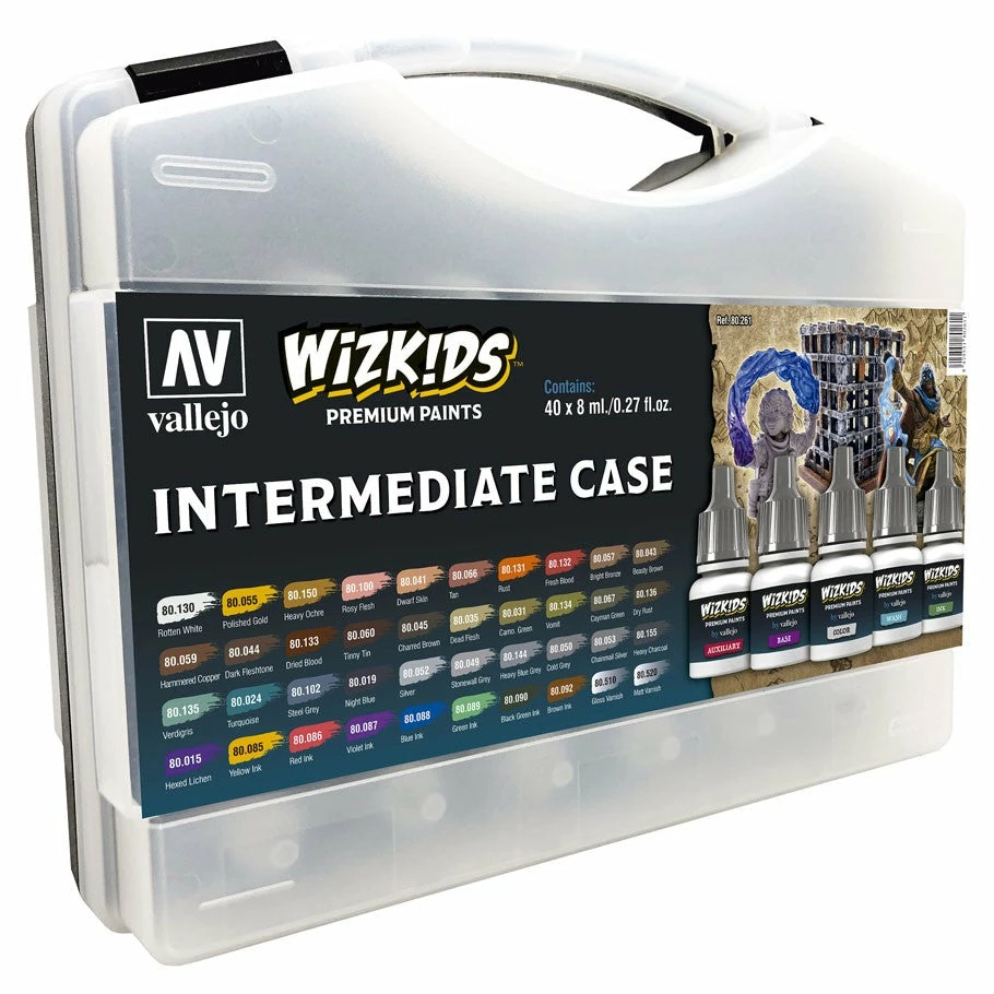 ACRYLICOS VALLEJO WizKids Premium Basic Intermediate Case Paints And Brush 3 ACRYLICOS VALLEJO WizKids Premium Basic Intermediate Case Paints And Brush