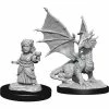 WIZKIDS Dungeons And Dragons D&D: Nolzur's Marvelous Minis: Silver Dragon & Female Halfling W13 Miniatures Miniature Games